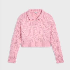 CELINE SWEATER IN ARAN MOHAIR AND WOOL BABY PINK
